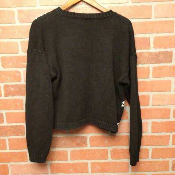 Vintage Circle Sweater Women's Size M Floral Embroidered Knitted Drop Shoulder - Picture 4 of 5